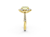 Yellow gold Fancy Yellow Asscher  Cut Diamond Floral Halo Pave Band with Prong Setting_2