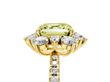 Yellow gold Fancy Yellow Asscher  Cut Diamond Floral Halo Pave Band with Prong Setting_5