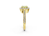 Yellow gold Fancy Yellow Asscher Cut Diamond Floral Halo Ring with Pavé Band and Prong Setting_5