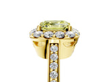 Yellow gold Fancy Yellow Asscher Cut Diamond Floral Halo Ring with Pavé Band and Prong Setting_8