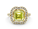 Yellow gold Fancy Yellow Asscher Cut Diamond Floral Halo Split Shank Prong Setting Ring_12