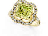 Yellow gold Fancy Yellow Asscher Cut Diamond Floral Halo Split Shank Prong Setting Ring_13