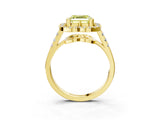 Yellow gold Fancy Yellow Asscher Cut Diamond Floral Halo Split Shank Prong Setting Ring_15