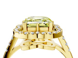 Yellow gold Fancy Yellow Asscher Cut Diamond Floral Halo Split Shank Prong Setting Ring_16