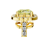 Yellow gold Fancy Yellow Asscher Cut Diamond Floral Halo Split Shank Prong Setting Ring_17