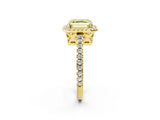 Yellow gold Fancy Yellow Asscher Cut Diamond Halo Engagement Ring with Pavé Band and Prong Setting_29