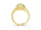 Yellow gold Fancy Yellow Asscher Cut Diamond Halo Engagement Ring with Pavé Band and Prong Setting_30