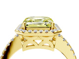Yellow gold Fancy Yellow Asscher Cut Diamond Halo Engagement Ring with Pavé Band and Prong Setting_31
