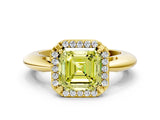 Yellow gold Fancy Yellow Asscher  Cut Diamond Halo Engagement Ring with Split Shank and Four-Prong Setting_46