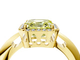 Yellow gold Fancy Yellow Asscher  Cut Diamond Halo Engagement Ring with Split Shank and Four-Prong Setting_50