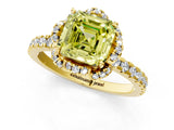 Yellow gold Fancy Yellow Asscher Cut Diamond Halo Pave Band with Four-Prong Setting_4