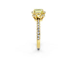 Yellow gold Fancy Yellow Asscher Cut Diamond Halo Pave Band with Four-Prong Setting_5