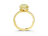 Yellow gold Fancy Yellow Asscher Cut Diamond Halo Pave Band with Four-Prong Setting_6