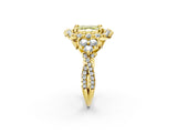 Yellow gold Fancy Yellow Asscher Cut Diamond Halo Ring with Pavé Band and Four-Prong Setting_20