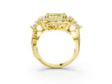 Yellow gold Fancy Yellow Asscher Cut Diamond Halo Ring with Pavé Band and Four-Prong Setting_21