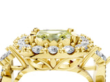 Yellow gold Fancy Yellow Asscher Cut Diamond Halo Ring with Pavé Band and Four-Prong Setting_22