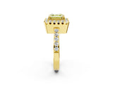 Yellow gold Fancy Yellow Asscher Cut Diamond Halo Ring with Pavé Band and Prong Setting_2