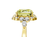 Yellow gold Fancy Yellow Asscher Cut Diamond Halo Ring with Pear Side Stones and Prong Setting_44