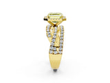 Yellow gold Fancy Yellow Asscher Cut Diamond Halo Ring with Round Split Shank and Prong Setting_50