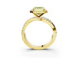 Yellow gold Fancy Yellow Asscher Cut Diamond Halo Ring with Round Split Shank and Prong Setting_51