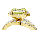 Yellow gold Fancy Yellow Asscher Cut Diamond Halo Ring with Round Split Shank and Prong Setting_58