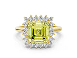 Yellow gold Fancy Yellow Asscher  Cut Diamond Halo Ring with Solitaire Band and Prong Setting_89