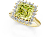 Yellow gold Fancy Yellow Asscher  Cut Diamond Halo Ring with Solitaire Band and Prong Setting_90