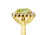 Yellow gold Fancy Yellow Asscher  Cut Diamond Halo Ring with Solitaire Band and Prong Setting_94