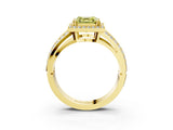 Yellow gold Fancy Yellow Asscher Cut Diamond Halo Ring with Split Shank Pavé Band and Four-Prong Setting_3