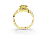 Yellow gold Fancy Yellow Asscher Cut Diamond Halo Ring with Split Shank and Bezel Accents and Four-Prong Setting_3