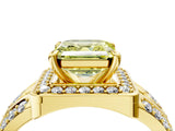 Yellow gold Fancy Yellow Asscher Cut Diamond Halo Ring with Split Shank and Bezel Accents and Four-Prong Setting_4