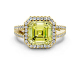 Yellow gold Fancy Yellow Asscher Cut Diamond Halo Split Shank Engagement Ring_39