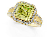 Yellow gold Fancy Yellow Asscher Cut Diamond Halo Split Shank Engagement Ring_40