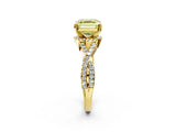 Yellow gold Fancy Yellow Asscher Cut Diamond  Halo Twist Band Solitaire Prong Setting Ring_26