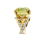 Yellow gold Fancy Yellow Asscher Cut Diamond  Halo Twist Band Solitaire Prong Setting Ring_47