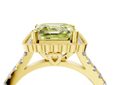 Yellow gold Fancy Yellow Asscher  Cut Diamond Milgrain Floral Halo Engagement Ring with Pavé Band_19