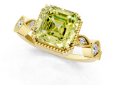 Yellow gold Fancy Yellow Asscher  Cut Diamond Milgrain Marquise Band with Prong Setting_4