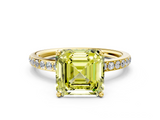 Yellow gold Fancy Yellow Asscher  Cut Diamond Pavé Band Ring with Four-Prong Setting_17