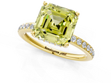 Yellow gold Fancy Yellow Asscher  Cut Diamond Pavé Band Ring with Four-Prong Setting_18