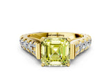 Yellow gold Fancy Yellow Asscher  Cut Diamond Pavé Band Solitaire with Four-Prong Setting_15