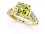 Yellow gold Fancy Yellow Asscher  Cut Diamond Pavé Band Solitaire with Four-Prong Setting_16