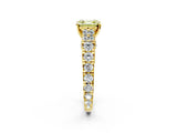 Yellow gold Fancy Yellow Asscher  Cut Diamond Pavé Band Solitaire with Four-Prong Setting_17