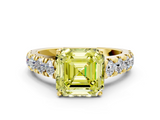 Yellow gold Fancy Yellow Asscher  Cut Diamond Pavé Band Solitaire with Four-Prong Setting_3