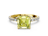 Yellow gold Fancy Yellow Asscher  Cut Diamond Pavé Band Solitaire with Four-Prong Setting_3