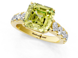 Yellow gold Fancy Yellow Asscher  Cut Diamond Pavé Band Solitaire with Four-Prong Setting_4