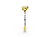 Yellow gold Fancy Yellow Asscher  Cut Diamond Pavé Band Solitaire with Four-Prong Setting_5