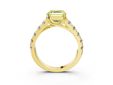 Yellow gold Fancy Yellow Asscher  Cut Diamond Pavé Band Solitaire with Four-Prong Setting_6