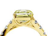 Yellow gold Fancy Yellow Asscher  Cut Diamond Pavé Band Solitaire with Four-Prong Setting_7