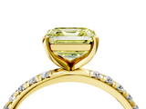 Yellow gold Fancy Yellow Asscher  Cut Diamond Pavé Band Solitaire with Four-Prong Setting_7