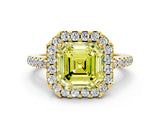 Yellow gold Fancy Yellow Asscher Cut Diamond Pavé Halo Ring with Four-Prong Setting_29